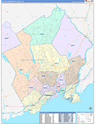 Greater Bridgeport County Wall Map Color Cast Style